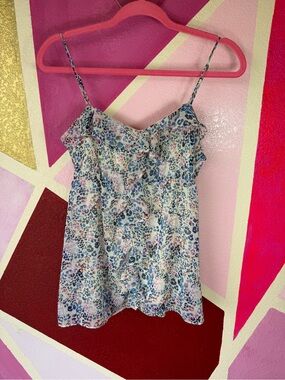 Candie’s Watercolor Leopard Ruffle Cami Top sz L